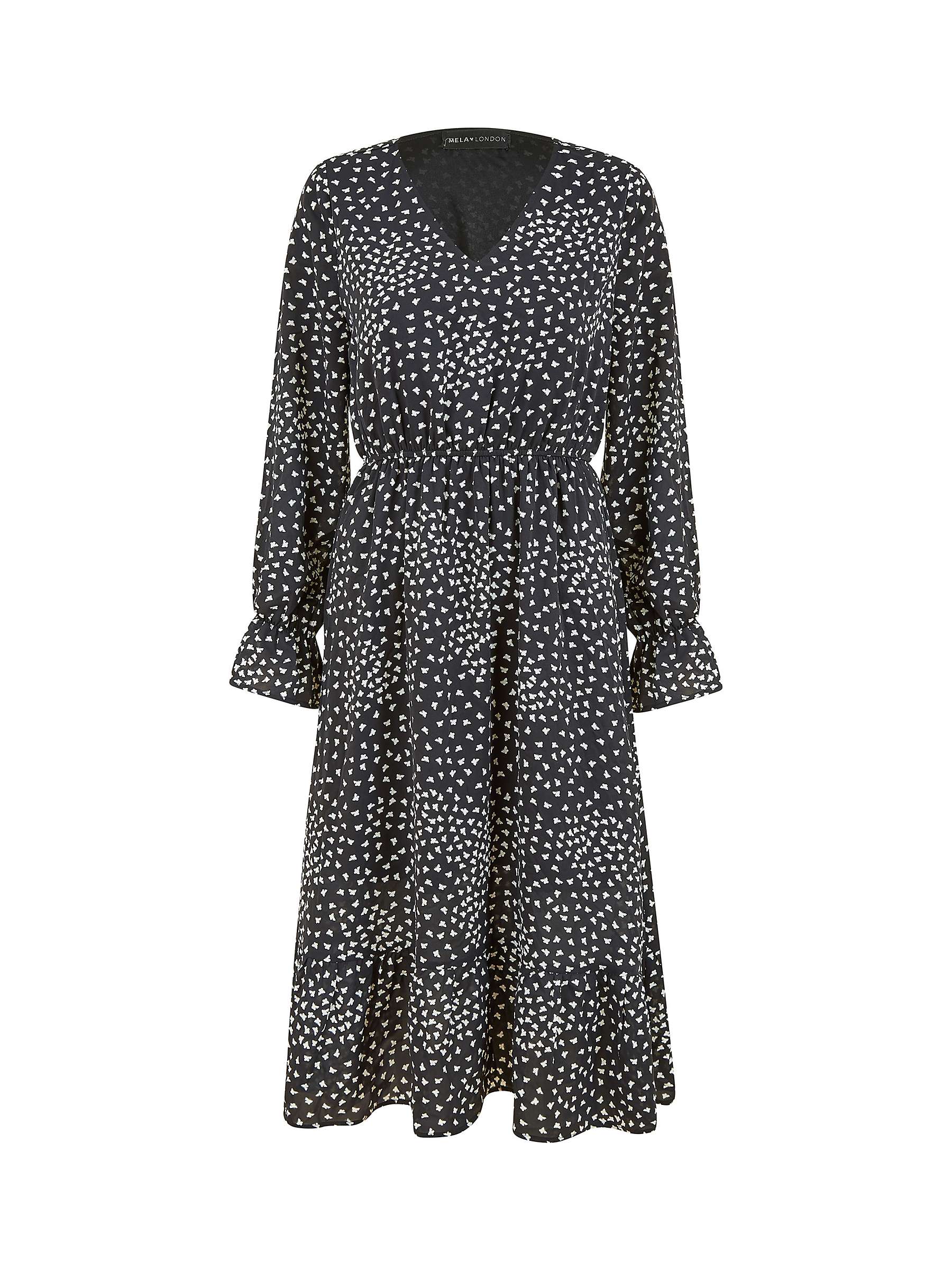 Buy Yumi Mela London Butterfly Print Long Sleeve Midi Dress, Black Online at johnlewis.com
