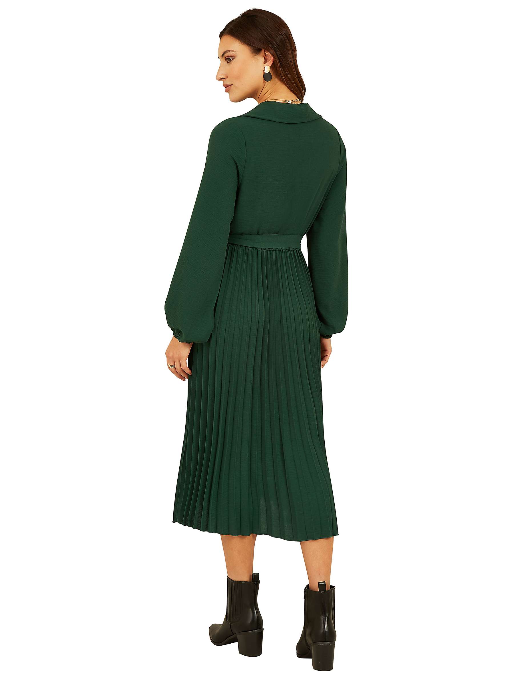 Buy Yumi Mela London Long Sleeve Wrap Pleated Midi Dress, Green Online at johnlewis.com