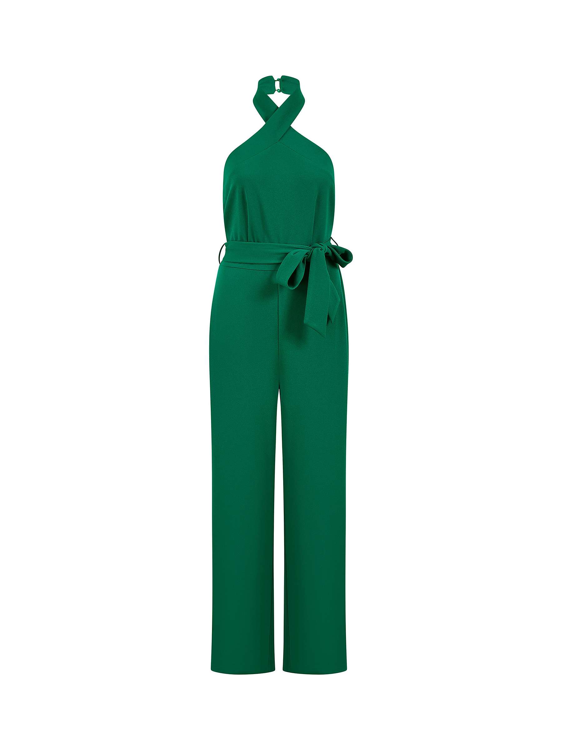 Buy Yumi Mela London Cross Over Halter Neck Jumpsuit, Green Online at johnlewis.com