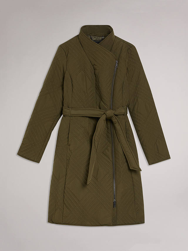 Ted Baker Rosemae Padded Wrap Coat, Khaki at John Lewis & Partners