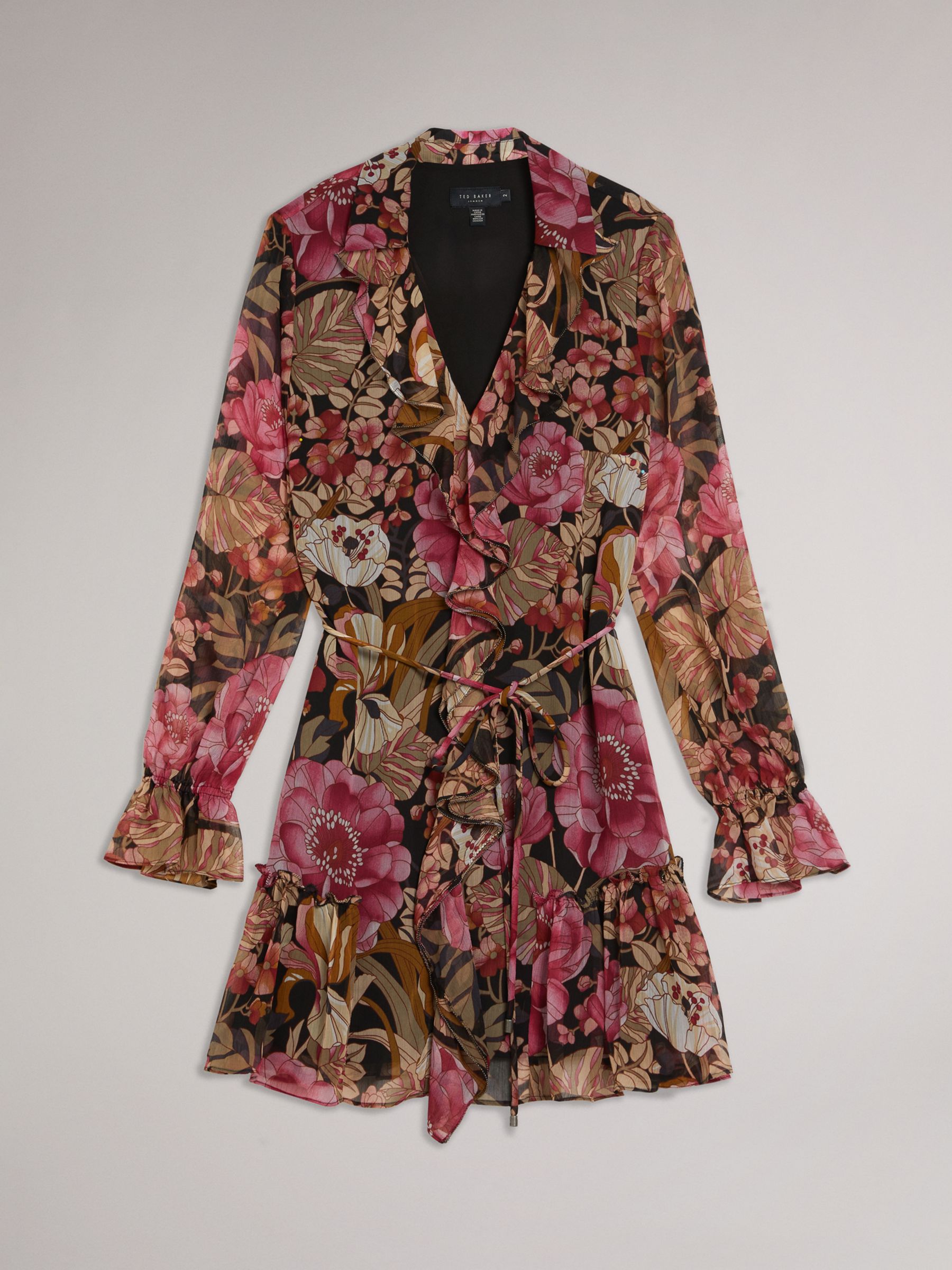 Ted Baker Cecihly Floral Ruffle Mini Dress, Multi at John Lewis & Partners