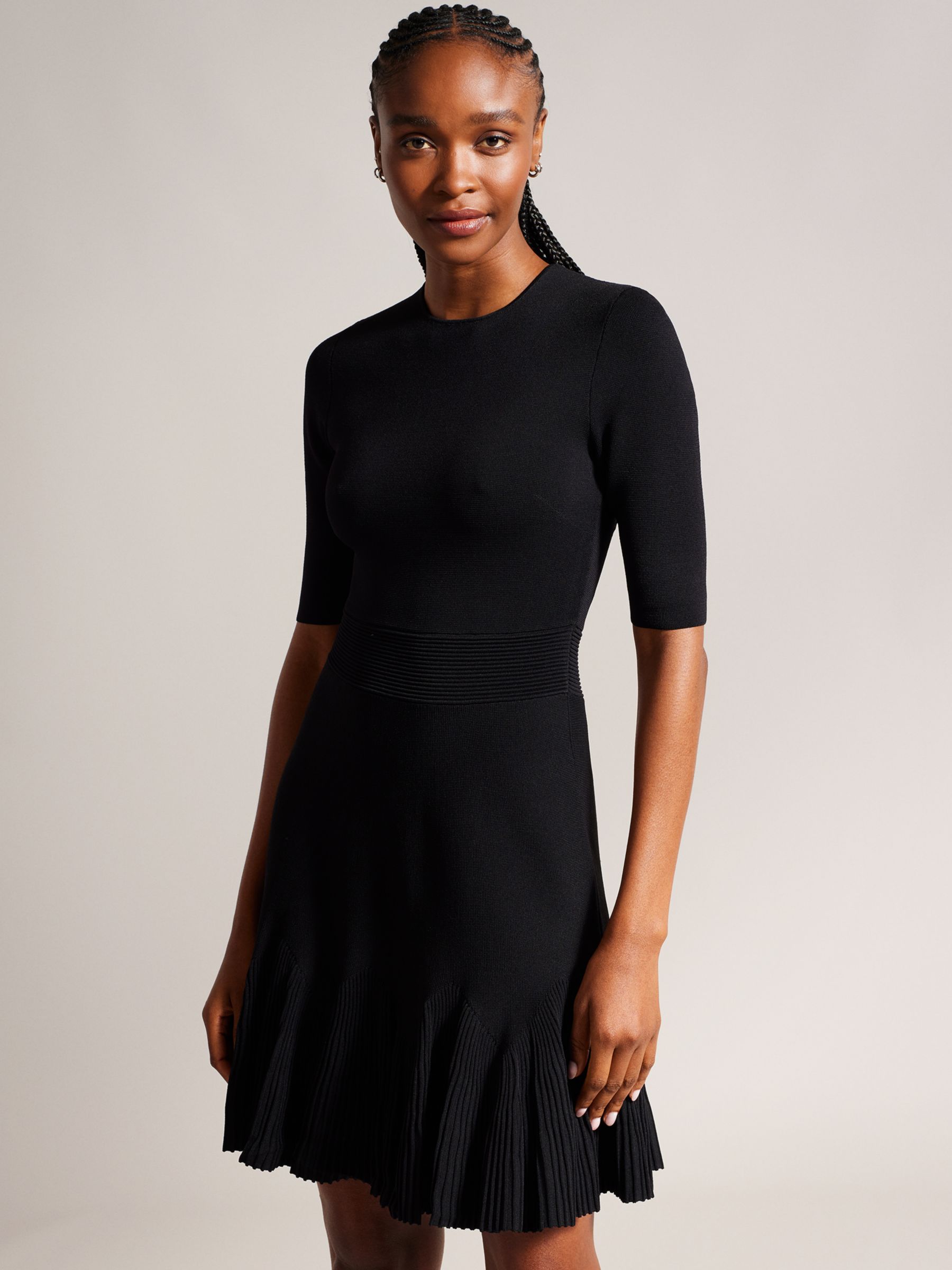 Ted Baker Josafee Flared Mini Dress, Black at John Lewis & Partners