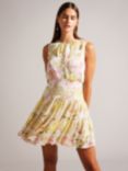 Ted Baker Poliyaa Tiered Mini Dress, White/Multi