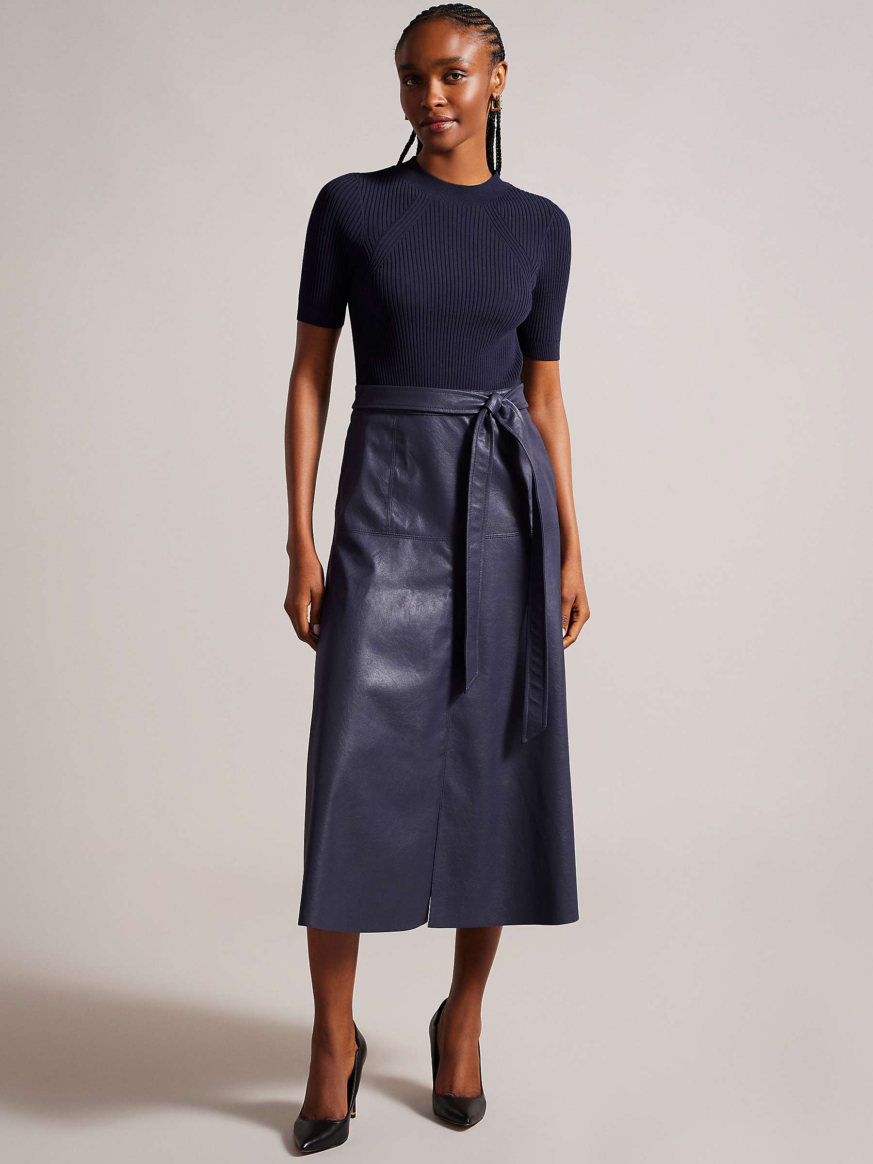 Buy Ted Baker Matiar A-Line Midi Dress, Dark Blue Online at johnlewis.com