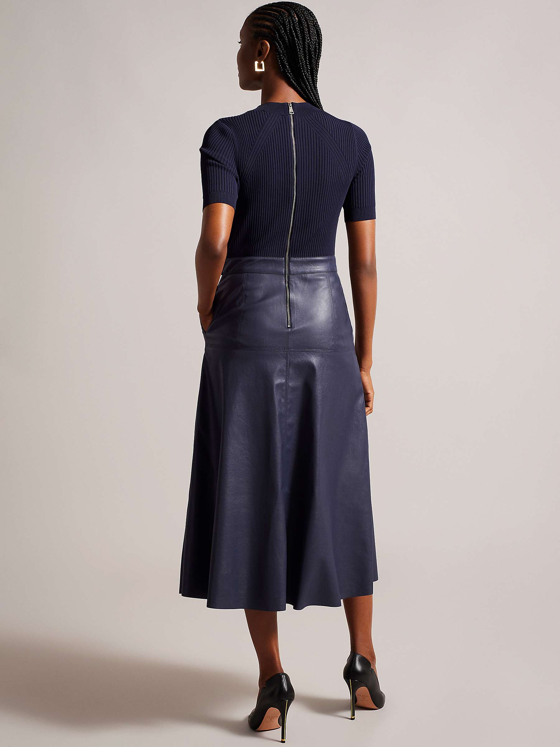Buy Ted Baker Matiar A-Line Midi Dress, Dark Blue Online at johnlewis.com