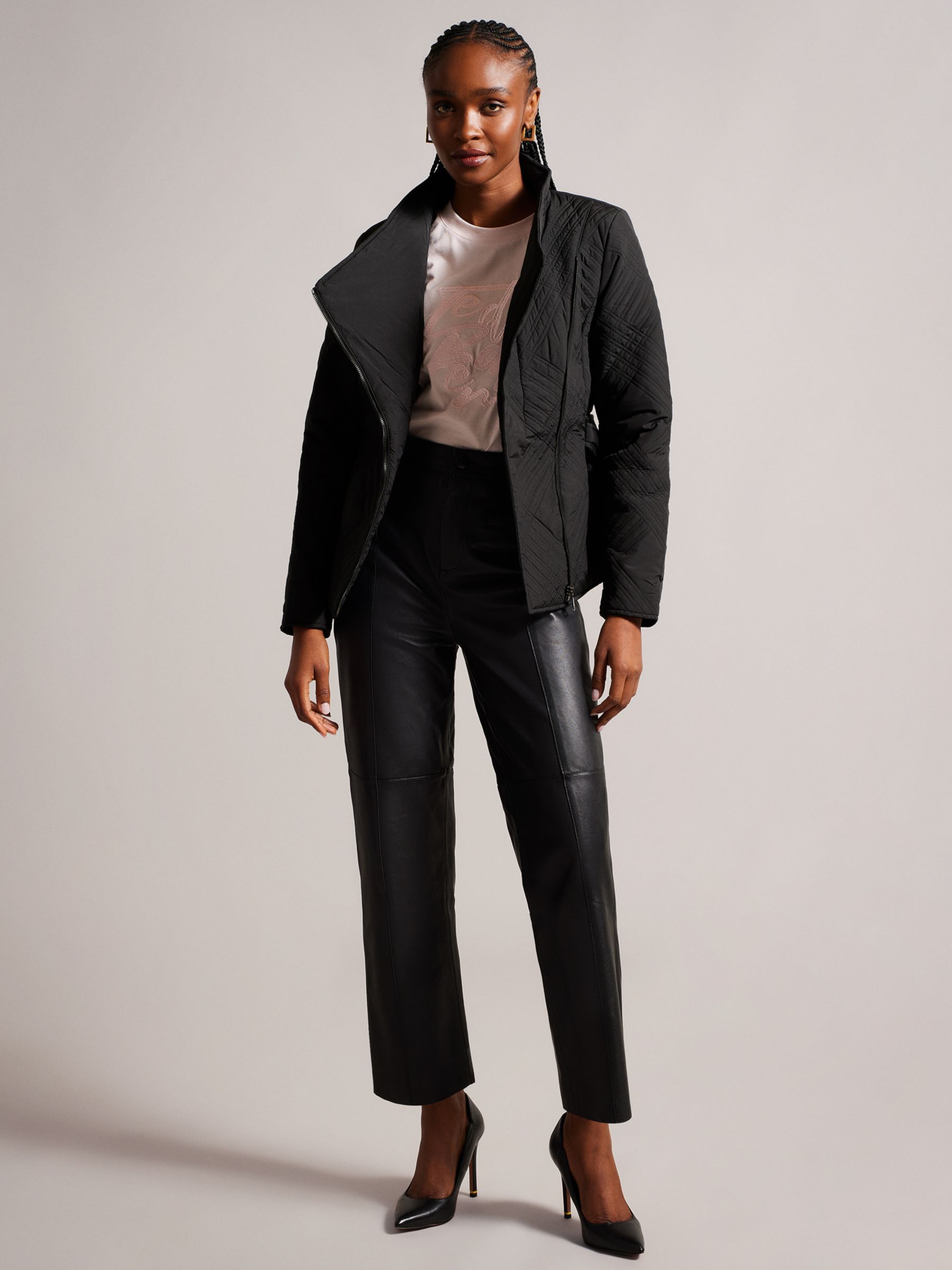 Ted Baker Rosemia Padded Wrap Jacket, Black at John Lewis & Partners