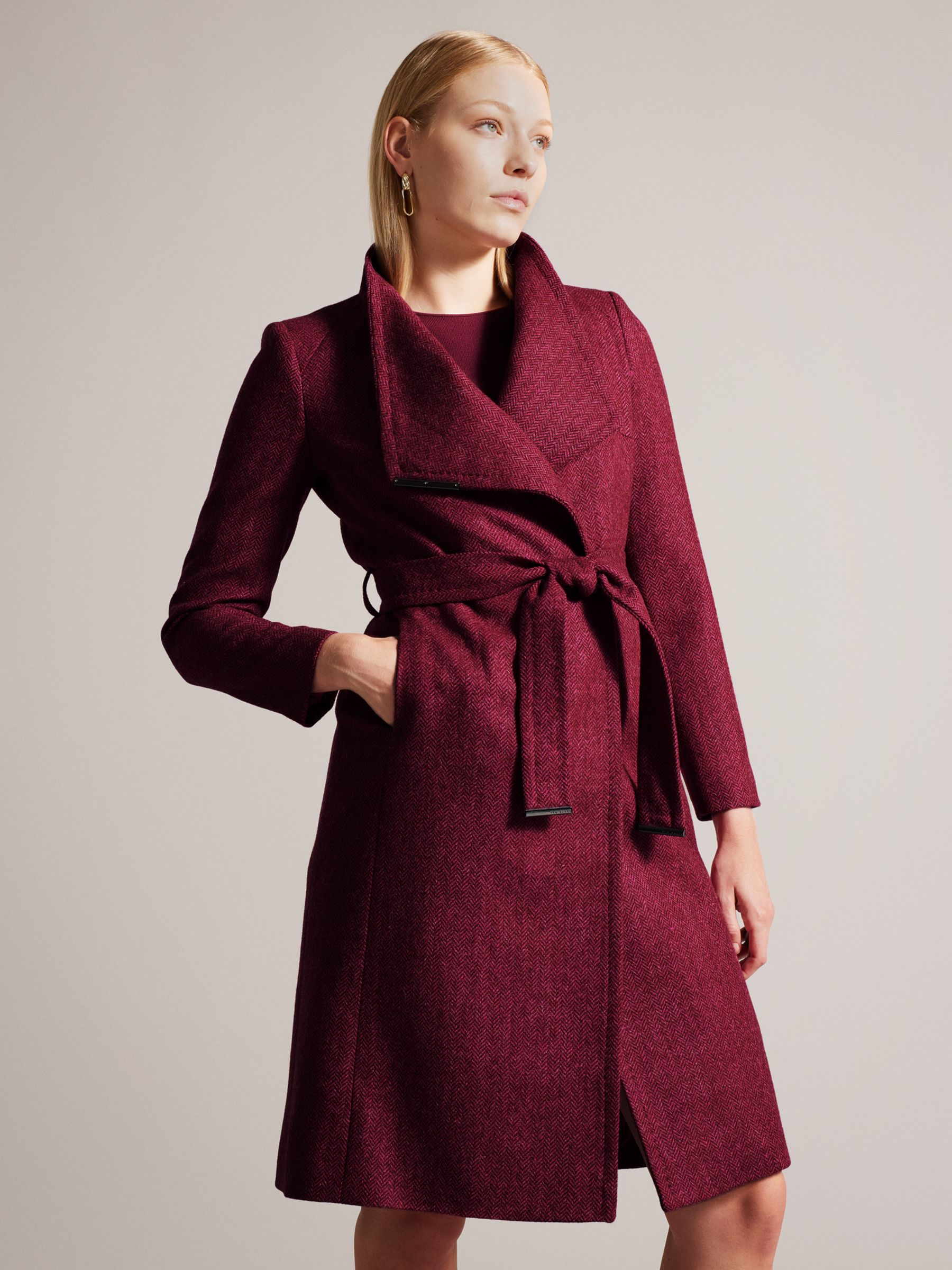 Ted Baker Roseane Wool Coat, Pink Hot at John Lewis & Partners