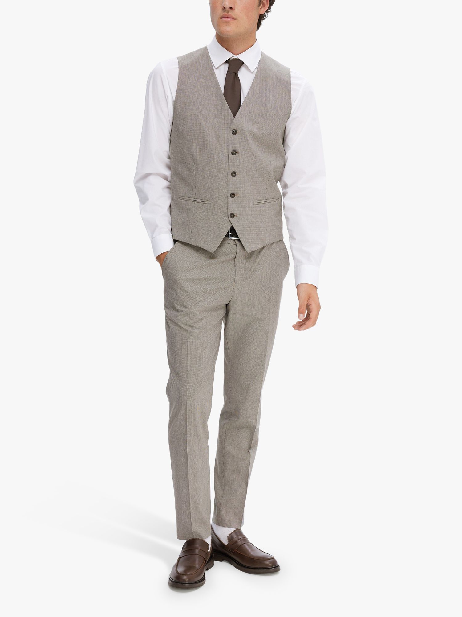 SELECTED HOMME Tailored Fit Waistcoat, Light Brown, 42R
