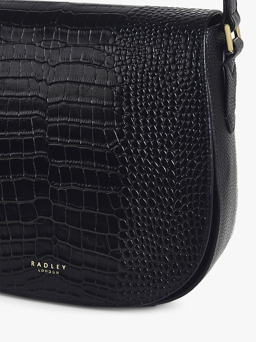 Radley London Painters Mews Black Leather Flap-Over Shoulder Bag