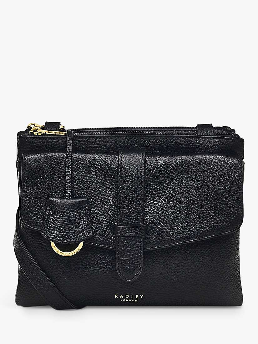 Radley Foresters Drive Small Zip-Top Leather Cross Body Bag, Black at ...