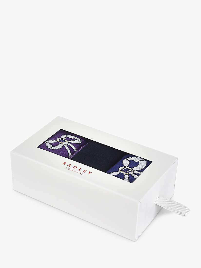 Buy Radley Festive Bow Sock Gift Box, Pack of 3, Amethyst/Multi Online at johnlewis.com