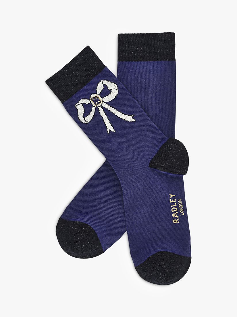 Buy Radley Festive Bow Sock Gift Box, Pack of 3, Amethyst/Multi Online at johnlewis.com