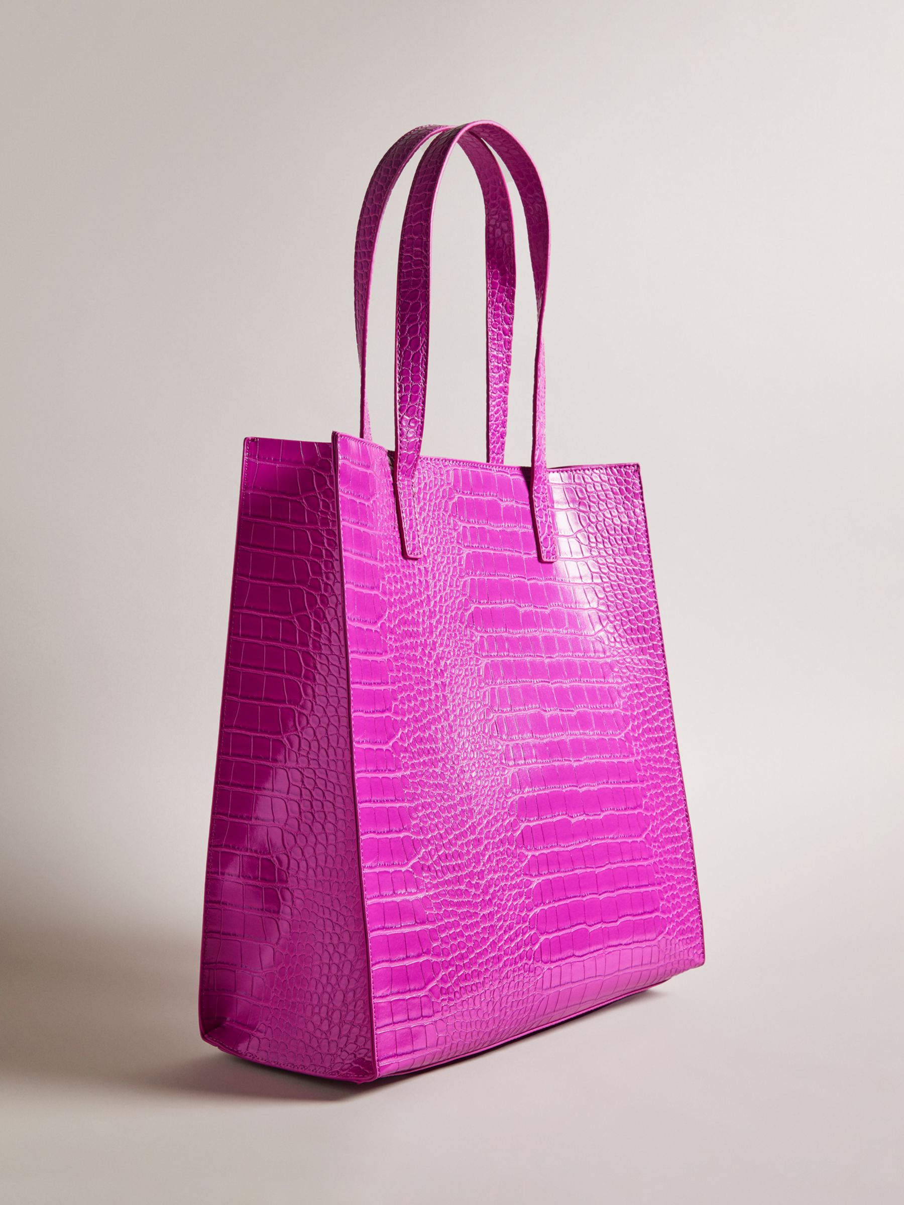 Ted Baker Croccon Large Icon Shopper Bag, Hot Pink at John Lewis & Partners