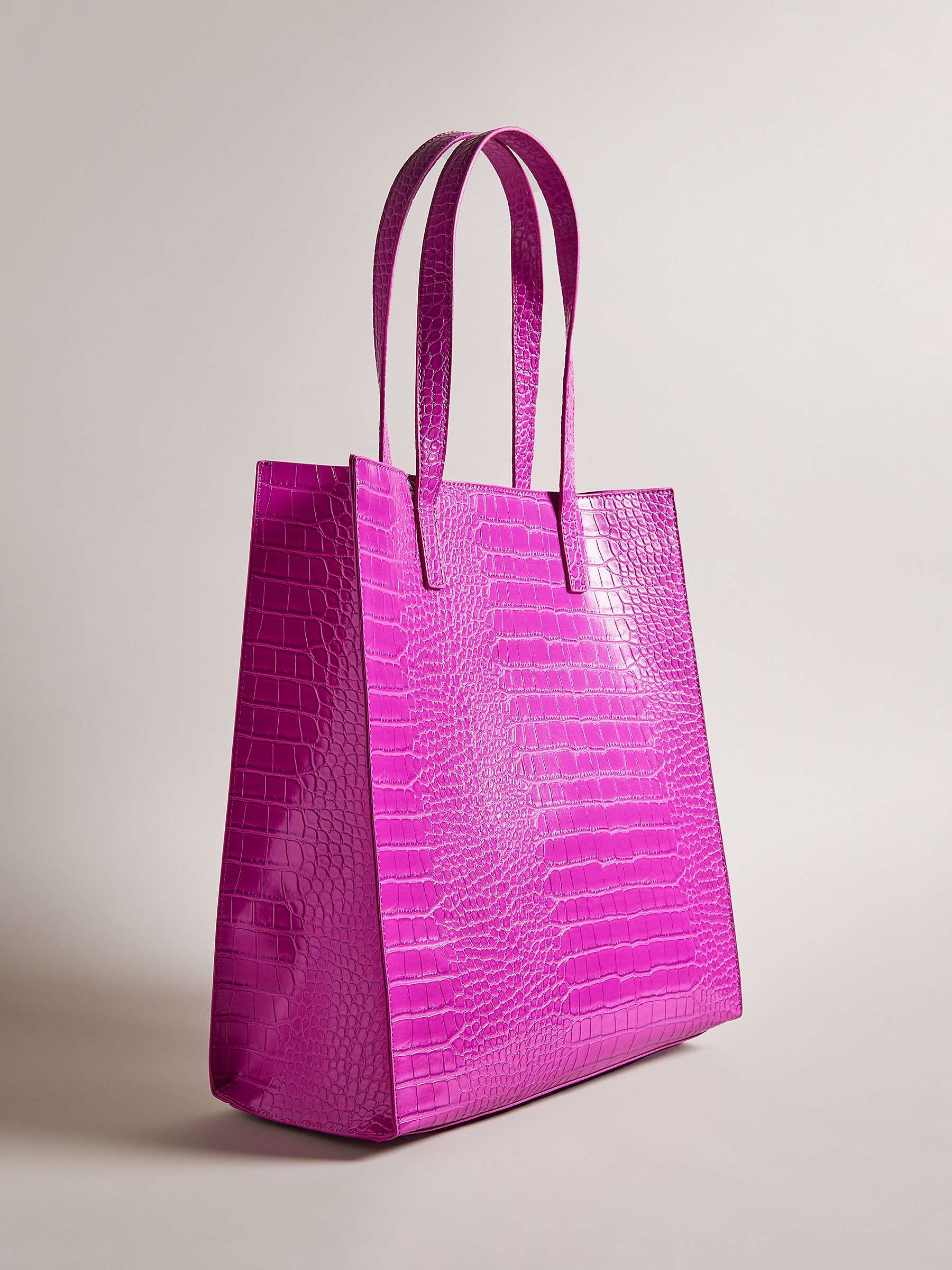 Ted Baker Croccon Large Icon Shopper Bag, Hot Pink at John Lewis & Partners