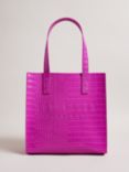 Ted Baker Reptcon Croc Detail Small Icon Shopper Bag, Hot Pink