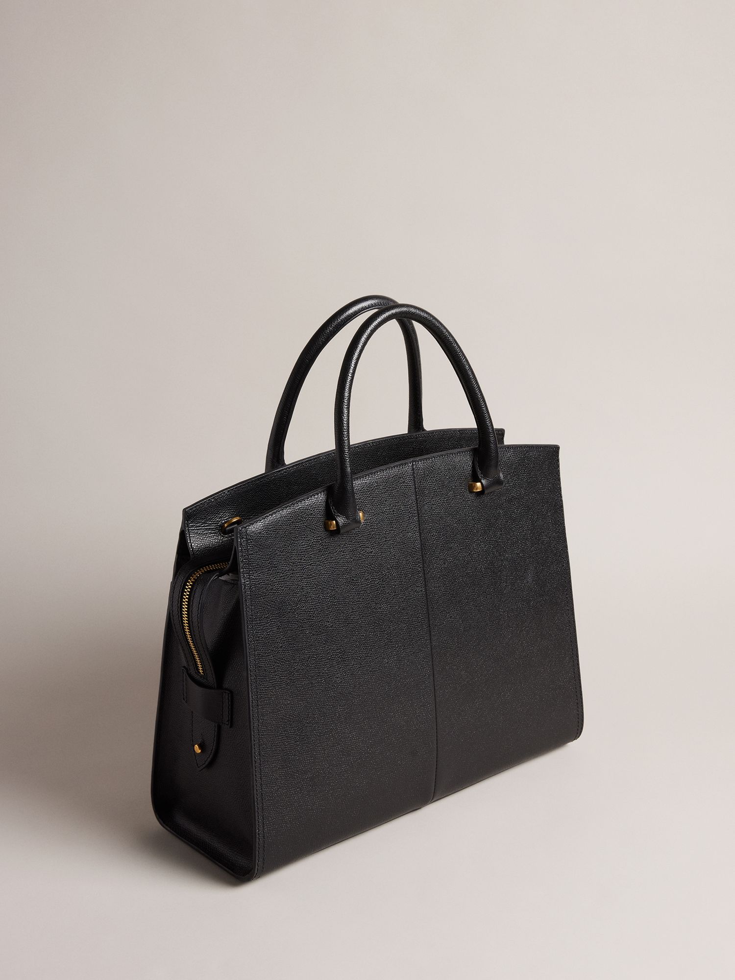 Ted Baker Richmon Large Leather Padlock Handbag, Black, One Size