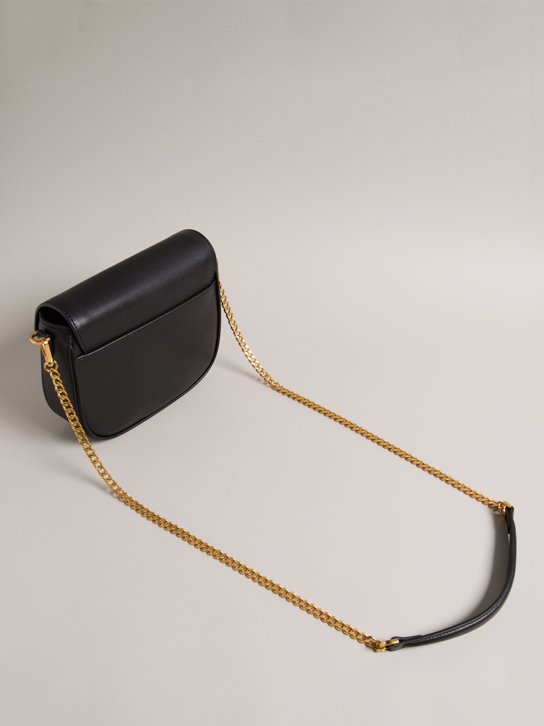 Ted Baker Esia Leather Cross Body Saddle Bag, Black, One Size