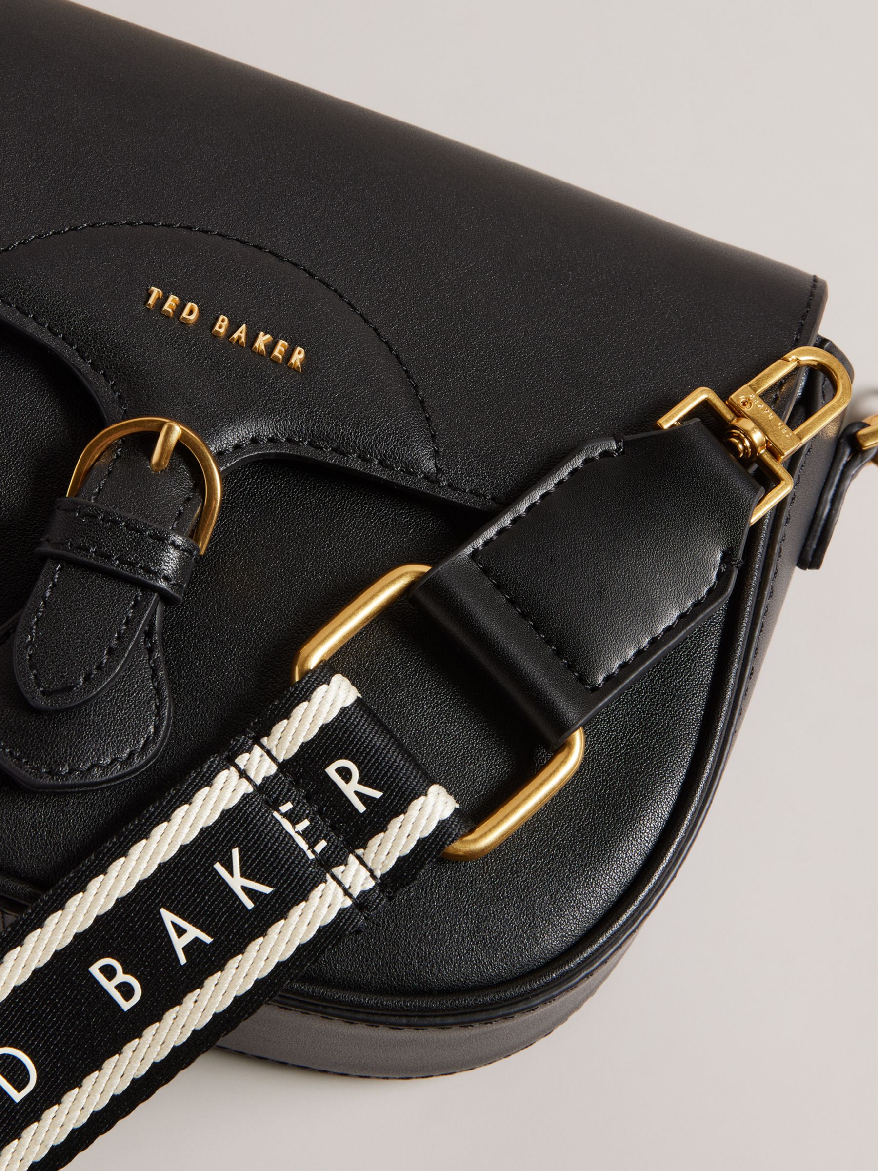 Ted Baker Esia Leather Cross Body Saddle Bag, Black, One Size