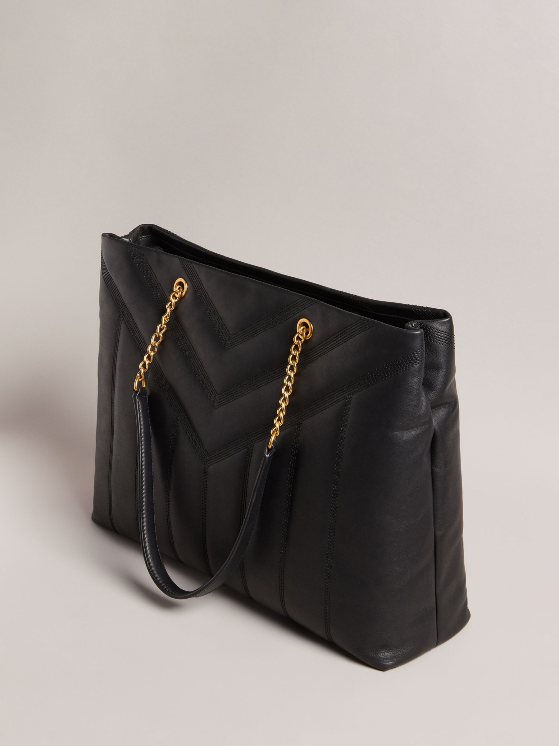 Ted Baker Ayalia Quilted Leather Tote Bag, Black at John Lewis & Partners