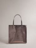 Ted Baker Croccon Large Icon Shopper Bag, Grey Gunmetal