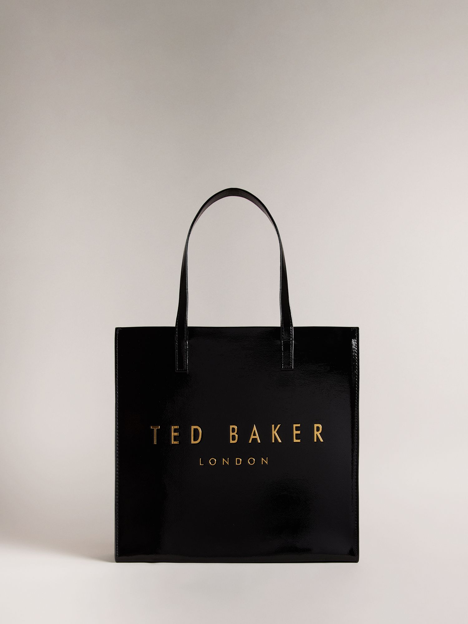 Ted Baker Crinkle Large Icon Tote Bag, Black at John Lewis & Partners