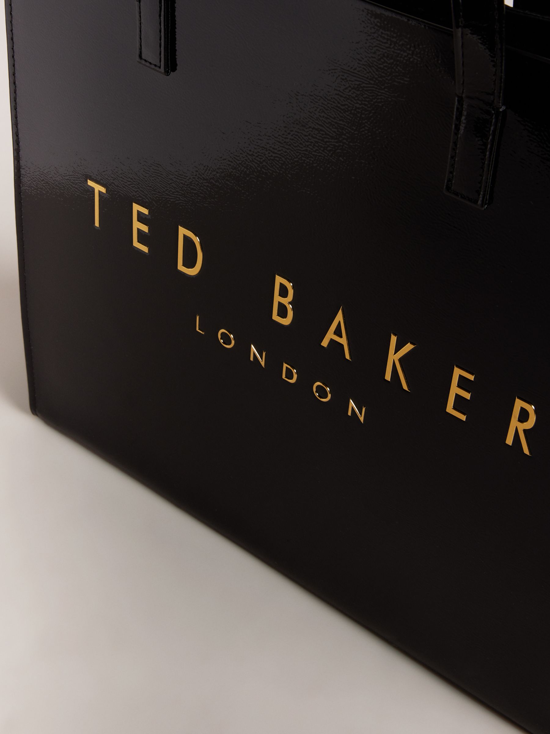 Ted Baker Crinkle Large Icon Tote Bag, Black at John Lewis & Partners