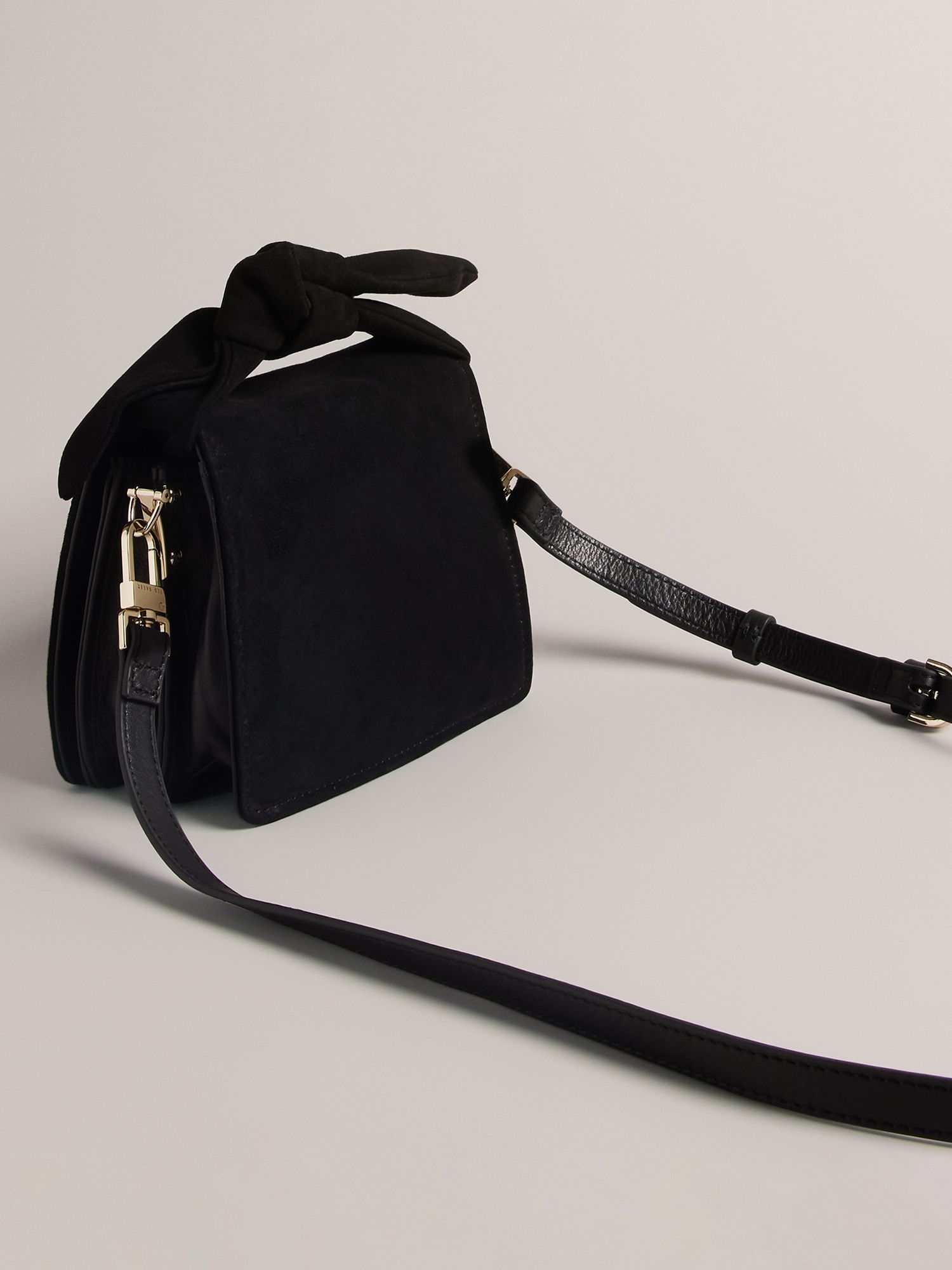 Ted Baker Niyah Suede Knot Handle Mini Crossbody Bag, Black at