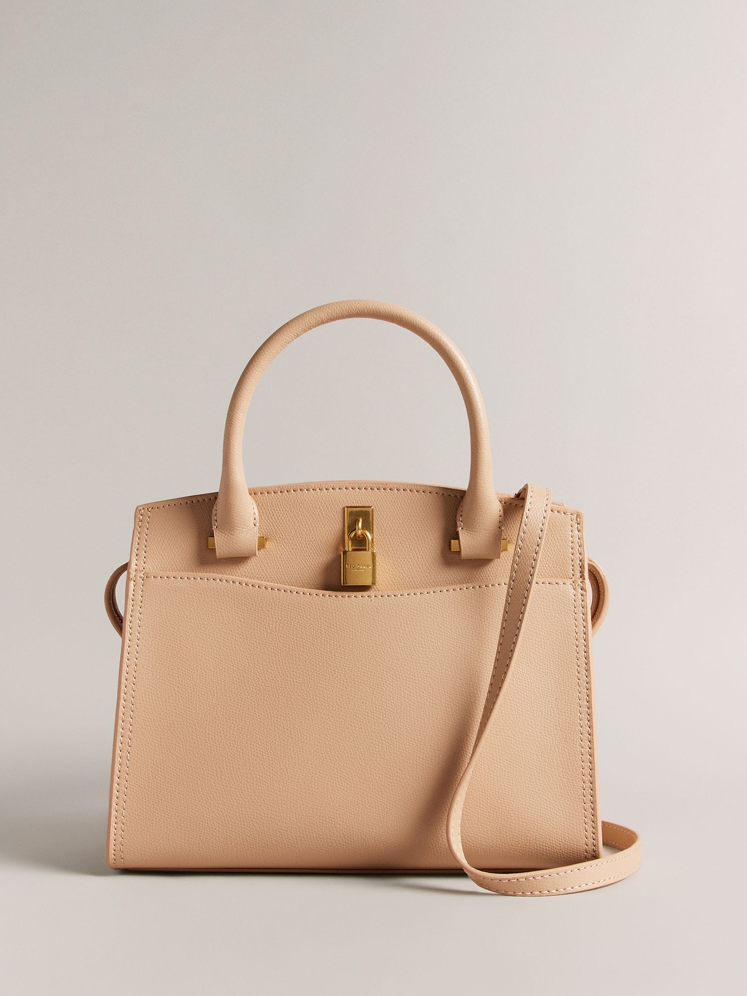 Ted Baker Myfair Leather Grab Bag Natural Taupe at John Lewis