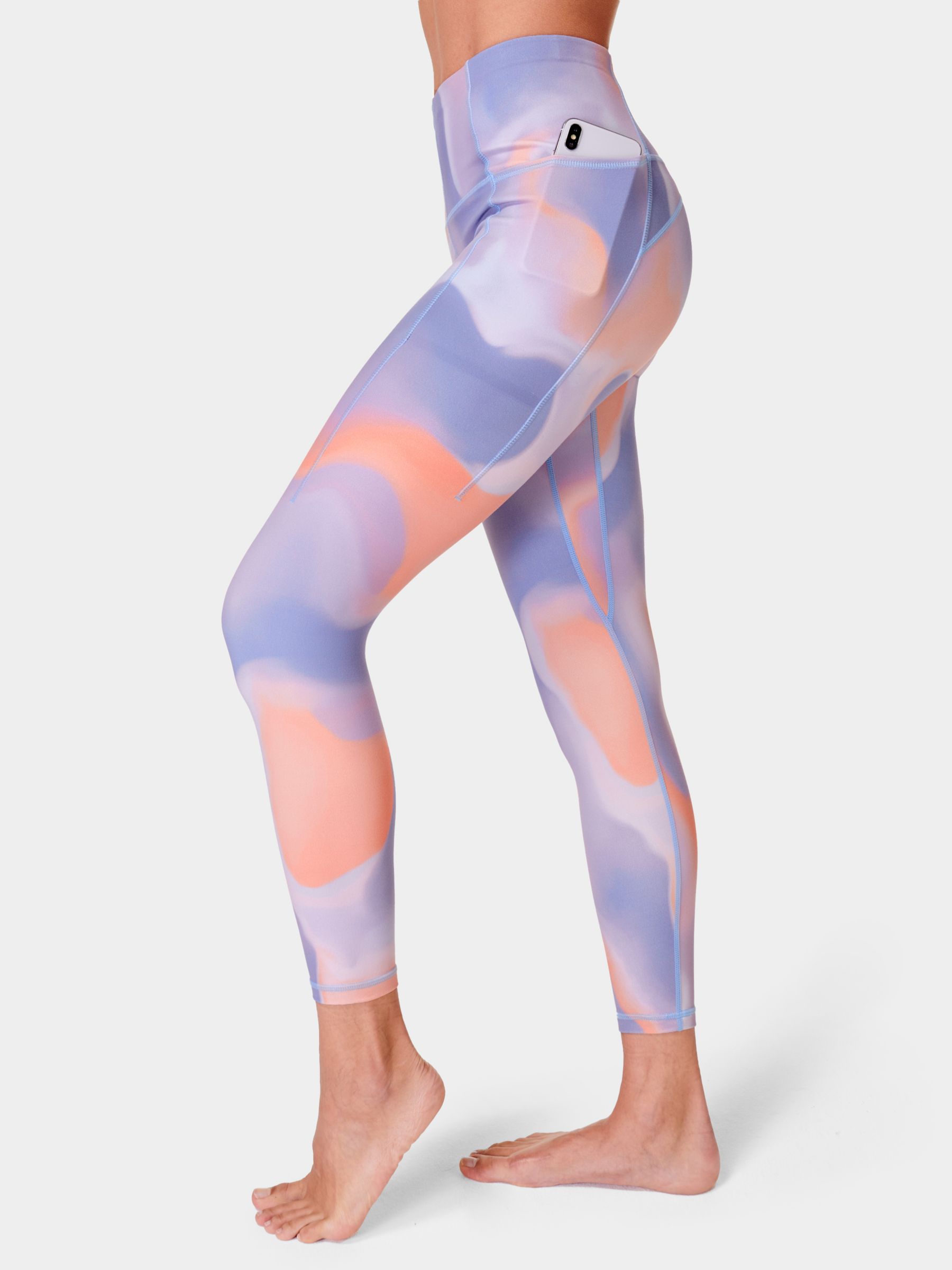 Sweaty Betty Soft Sculpt 7/8 Yoga Leggings, Orange Cloud Print, XS