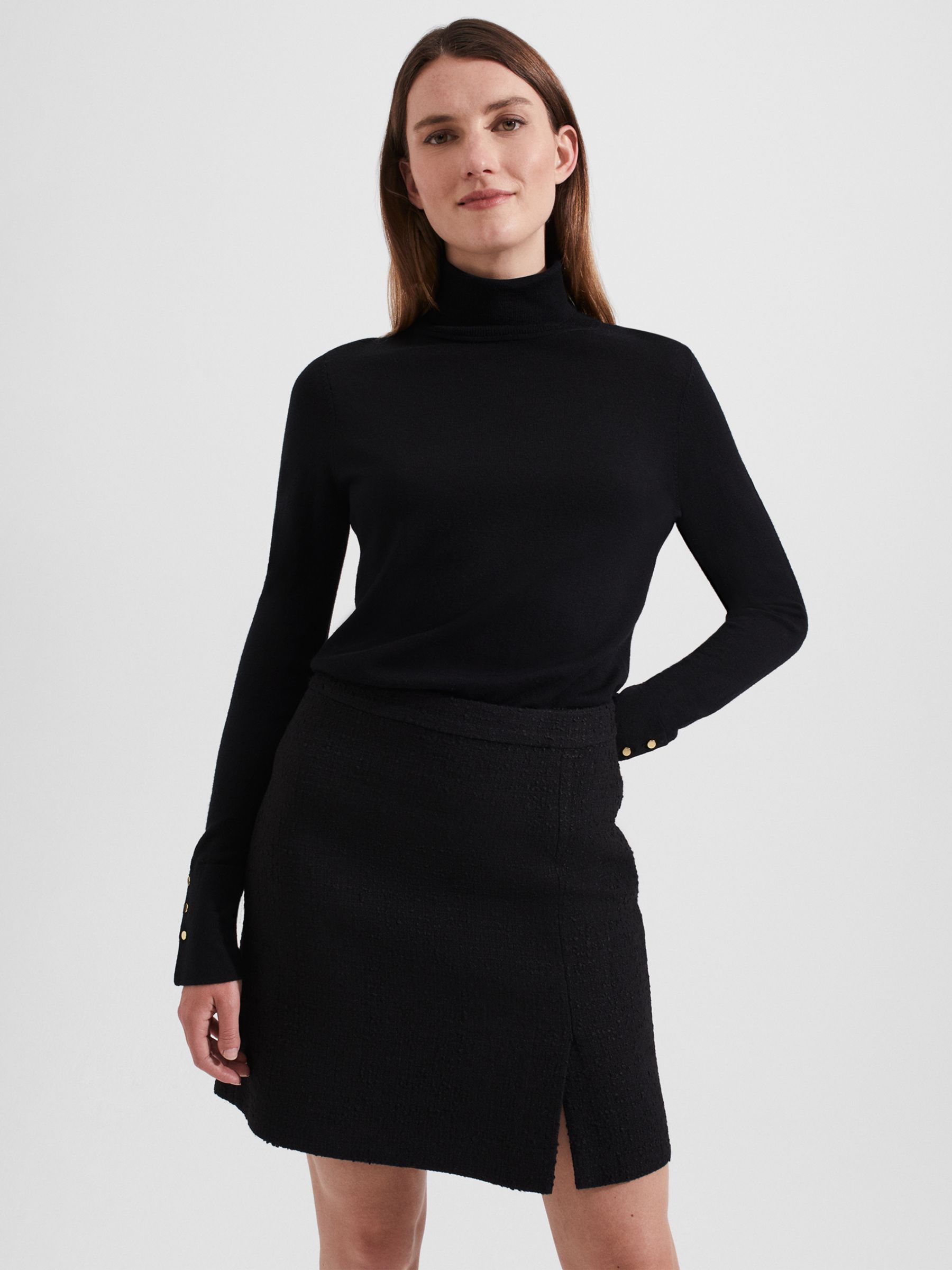 Buy Hobbs Kelly Wool Blend Mini Skirt, Black Online at johnlewis.com