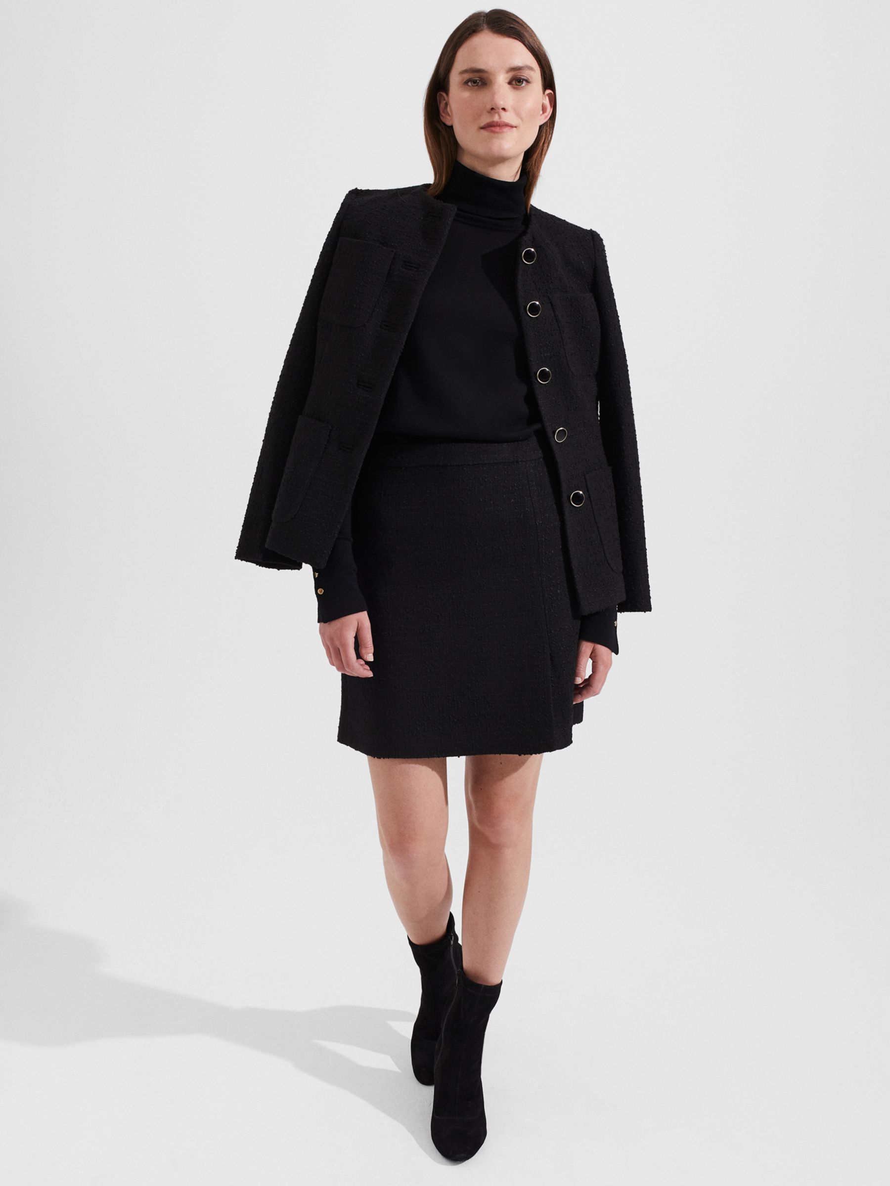 Hobbs Kelly Wool Blend Mini Skirt, Black at John Lewis & Partners