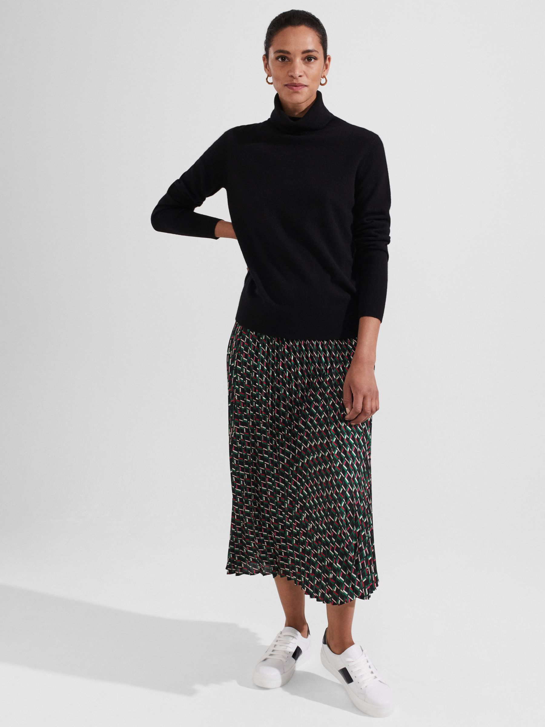 Buy Hobbs Kayla Pleated Midi Skirt, Multi Online at johnlewis.com