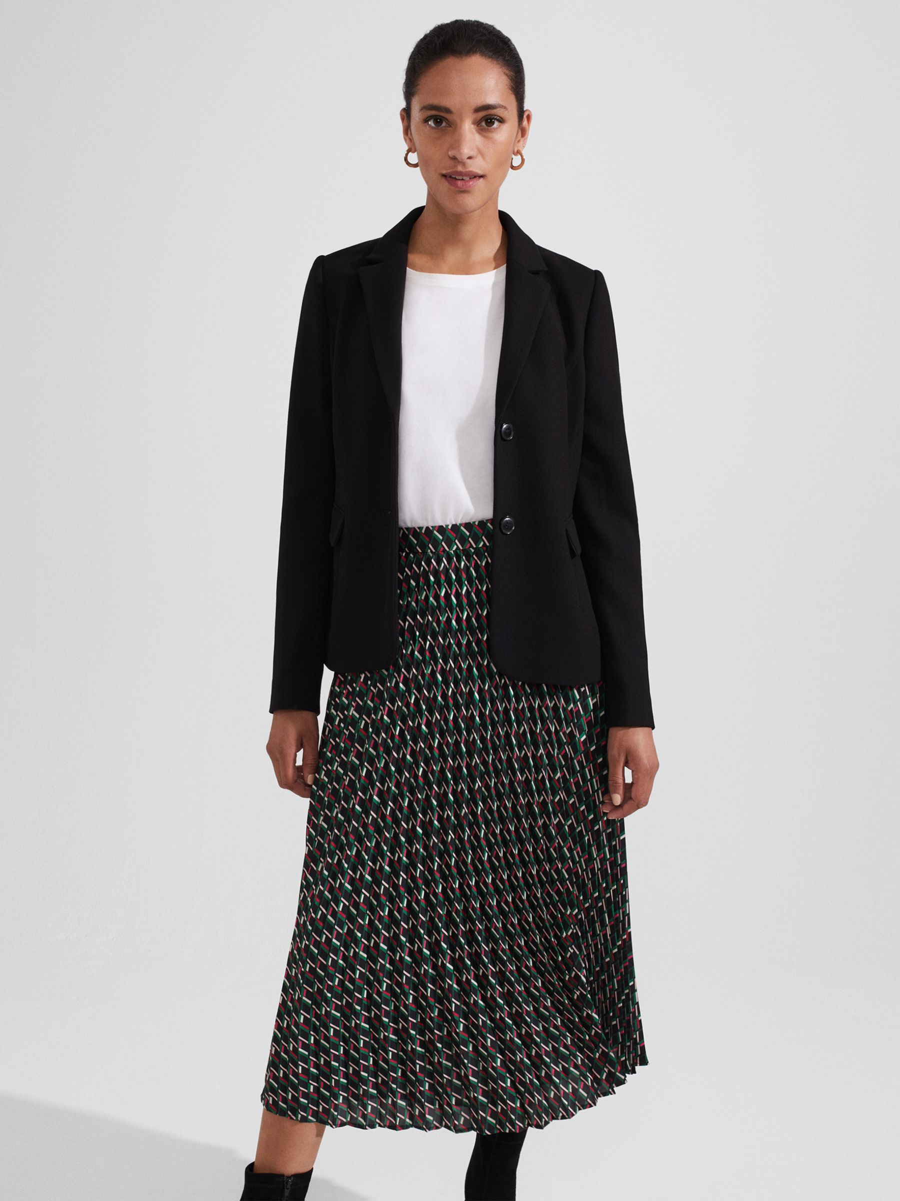 Buy Hobbs Kayla Pleated Midi Skirt, Multi Online at johnlewis.com
