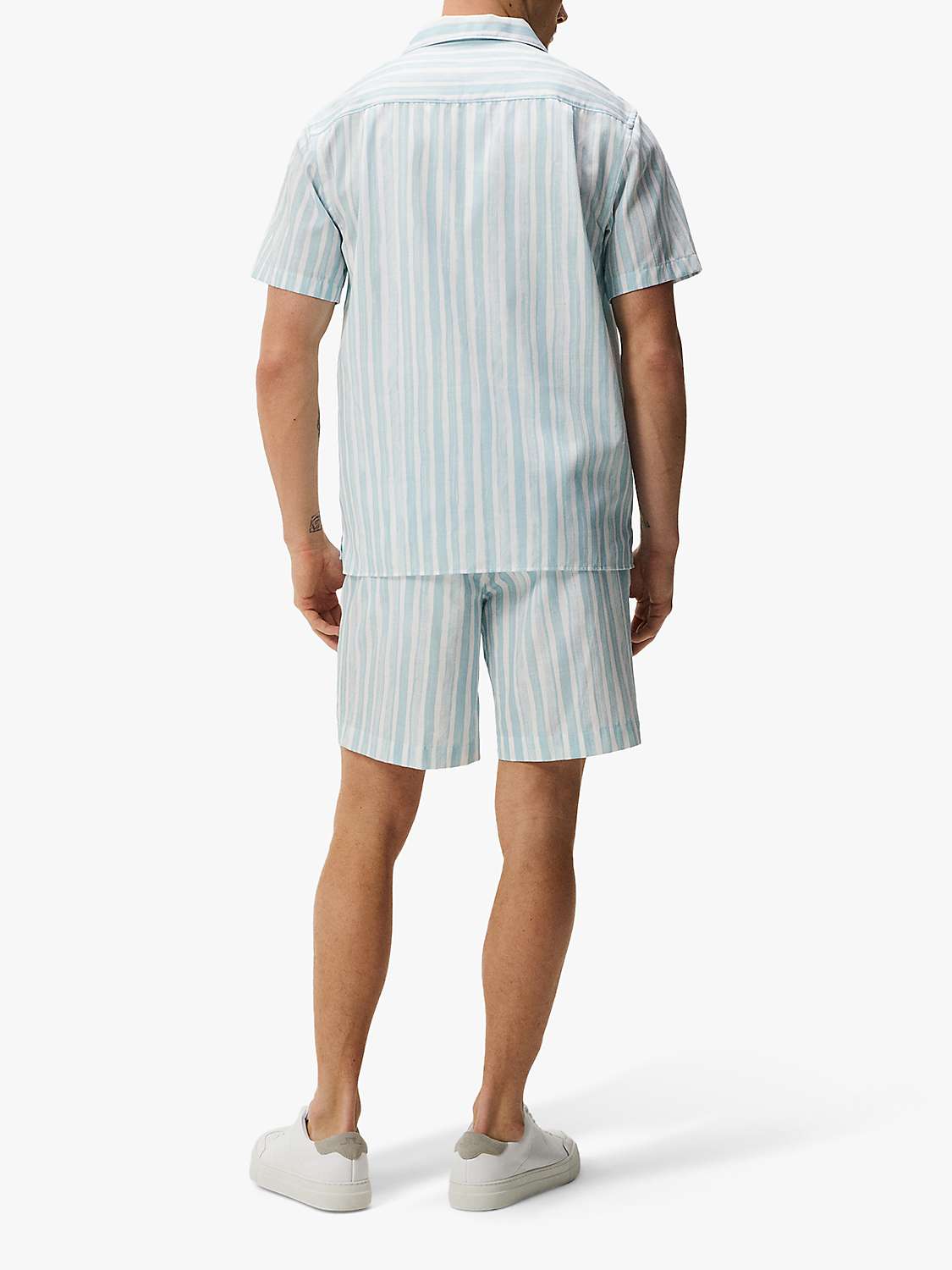 Buy J.Lindeberg Elio Painted Stripe Regular Shirt, Blue/White Online at johnlewis.com
