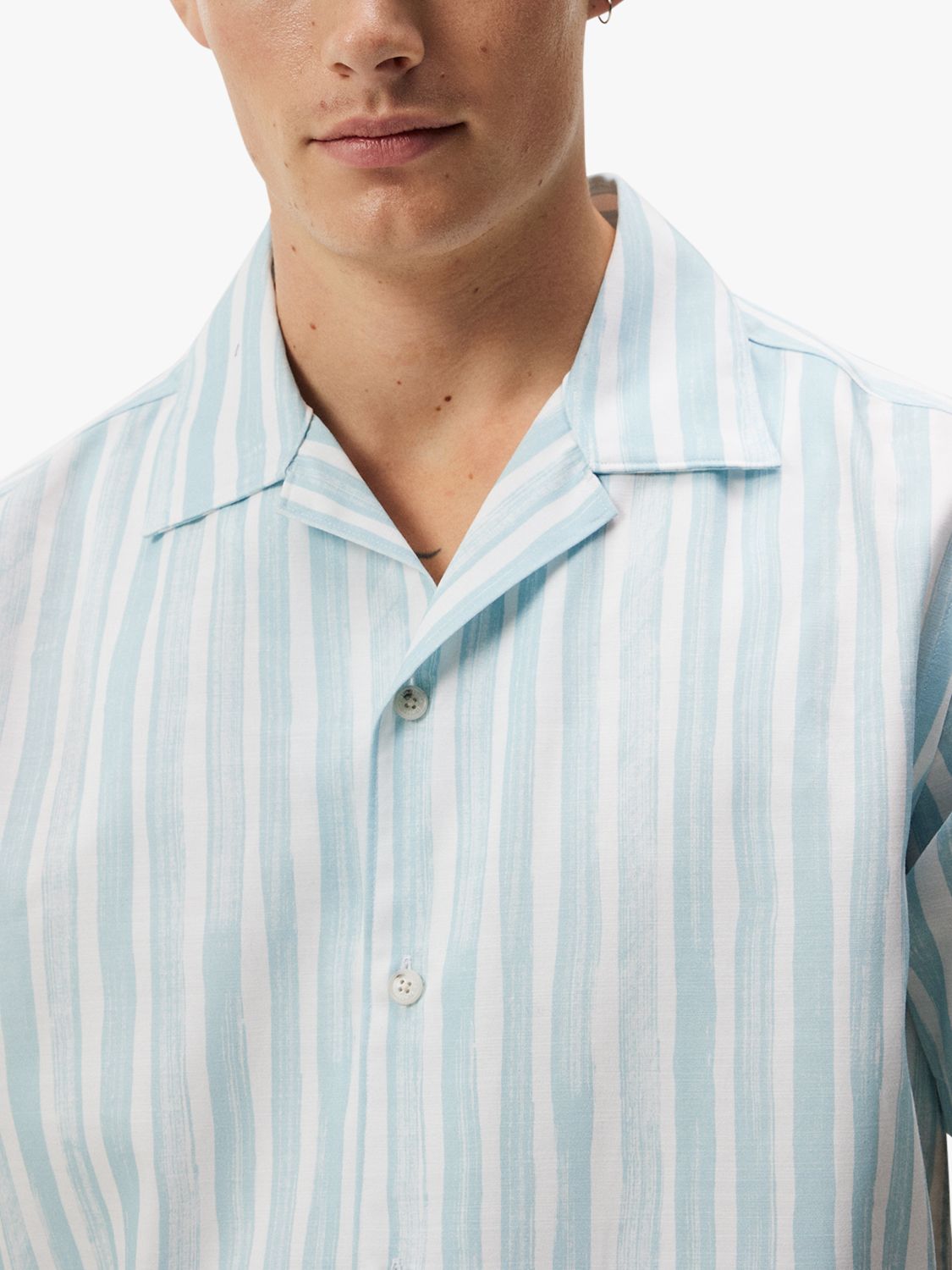 J.Lindeberg Elio Painted Stripe Regular Shirt, Blue/White, S