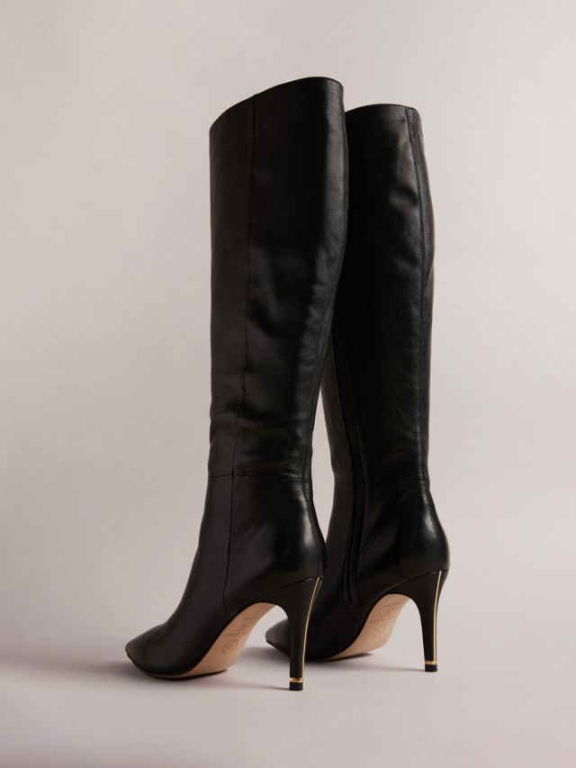 Ted Baker Yolla Leather Stiletto Knee High Boots, Black, EU36