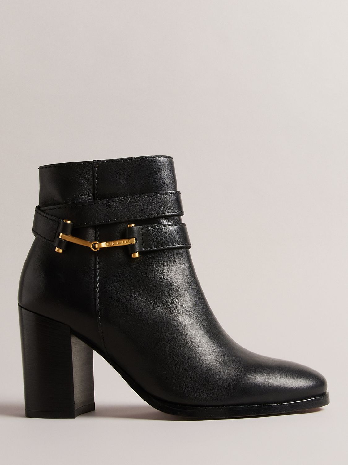 Ted Baker Anisea High Block Heel Leather Ankle Boots, Black Black at ...