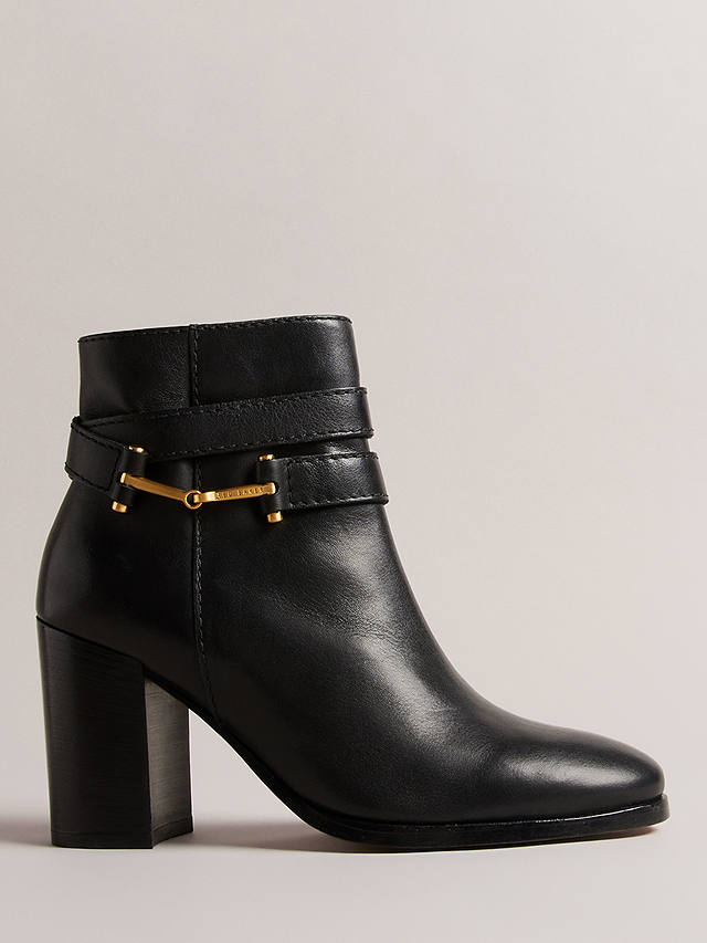 Ted Baker Anisea High Block Heel Leather Ankle Boots, Black Black