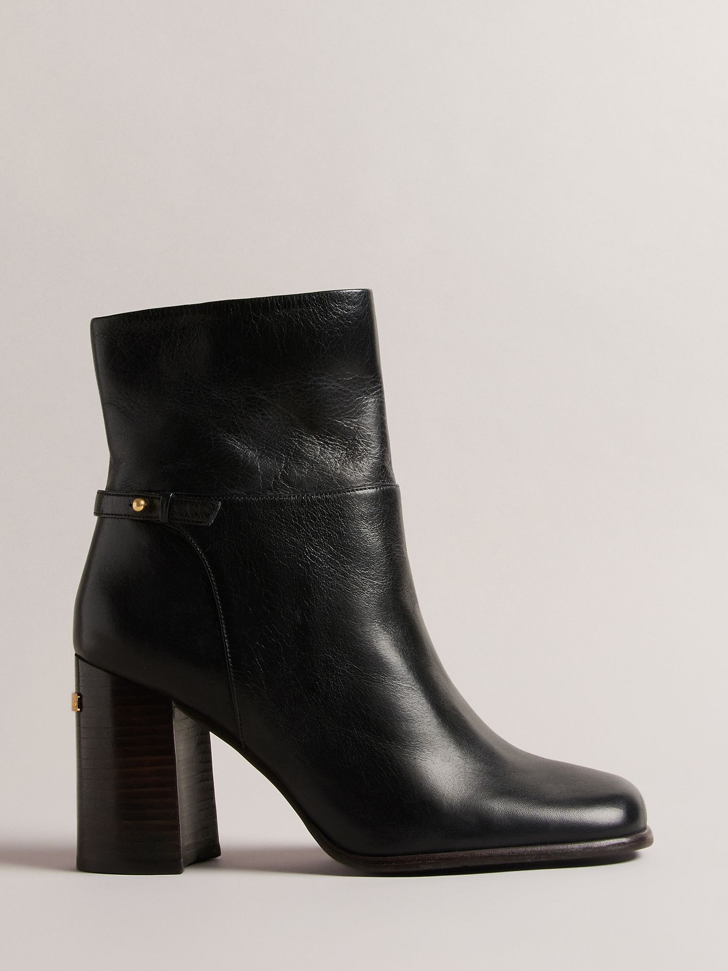 Ted Baker Charina Leather Square Toe Ankle Boots, Black, EU36