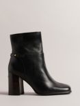 Ted Baker Charina Leather Square Toe Ankle Boots, Black, Black Black