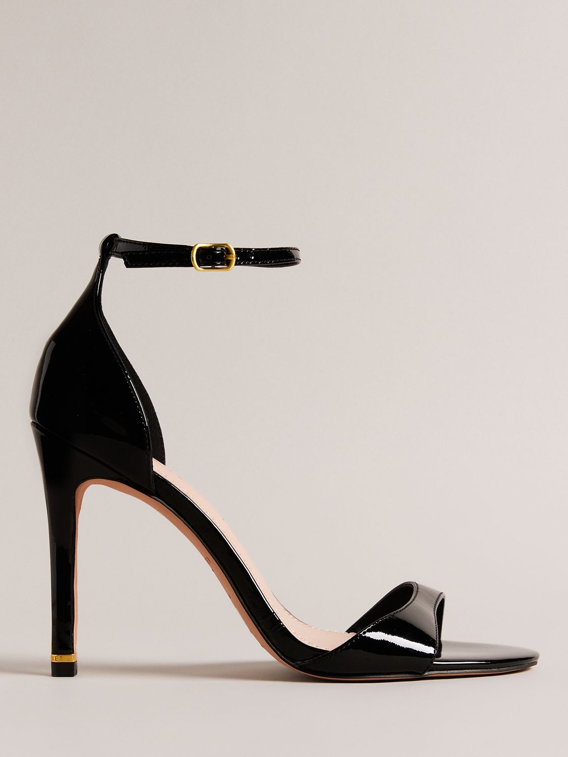 Ted Baker Helmia High Heel Leather Sandals, Black Patent at John Lewis ...