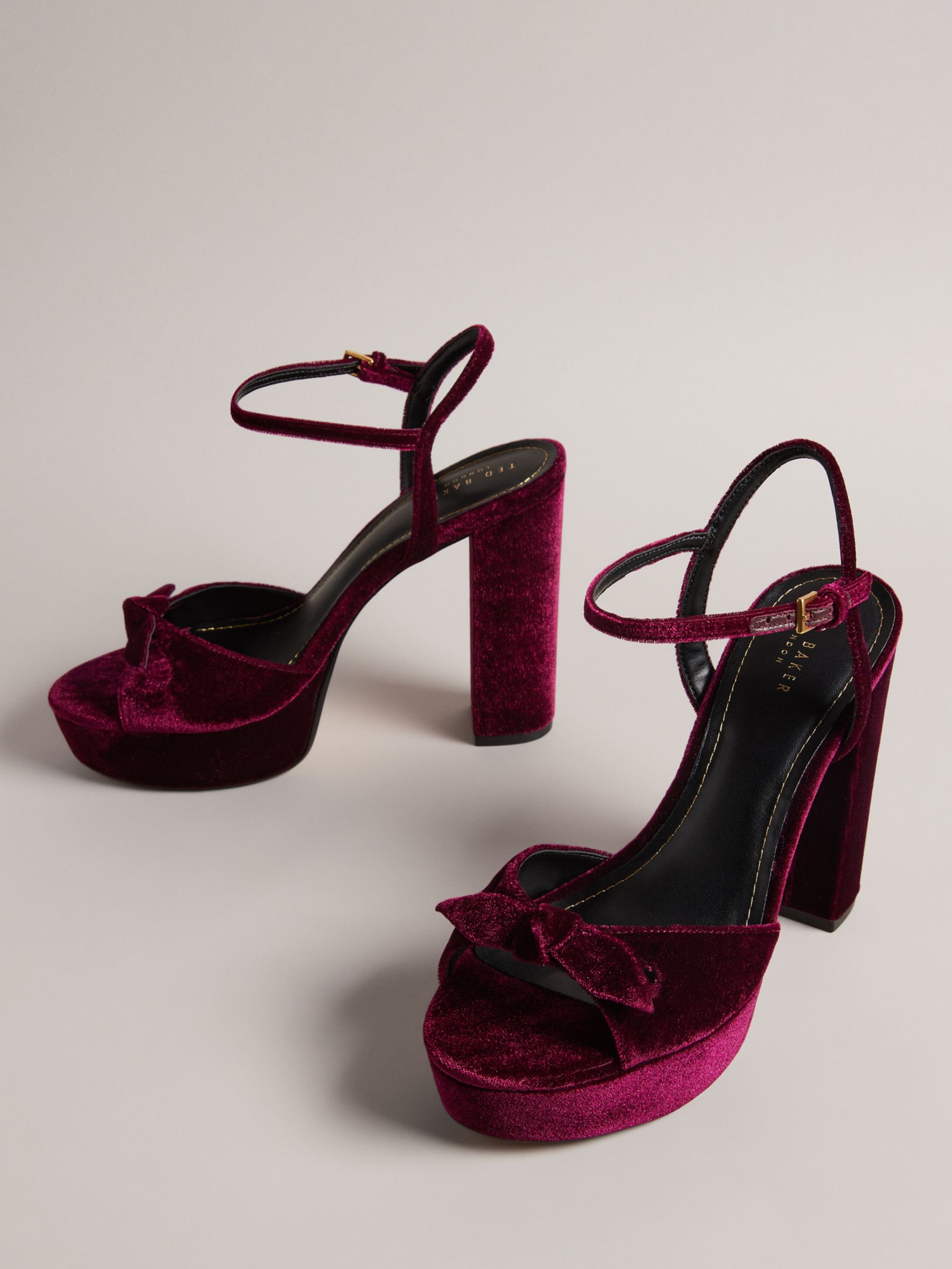 Ted Baker Kayvi Velvet Platform Heel Sandals Red Dark at John