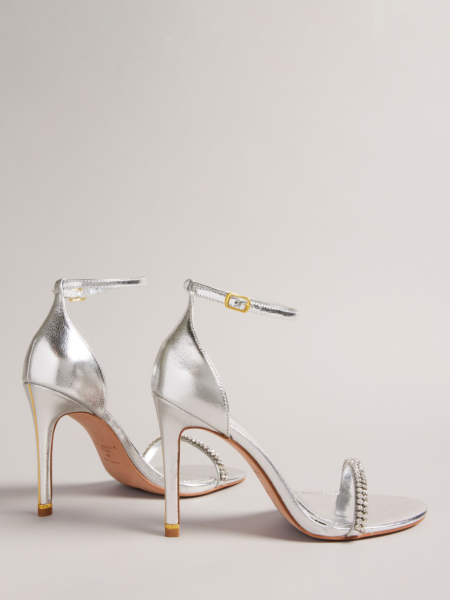 Ted Baker Helenni Crystal Strap Stiletto Sandals, Silver at John Lewis ...