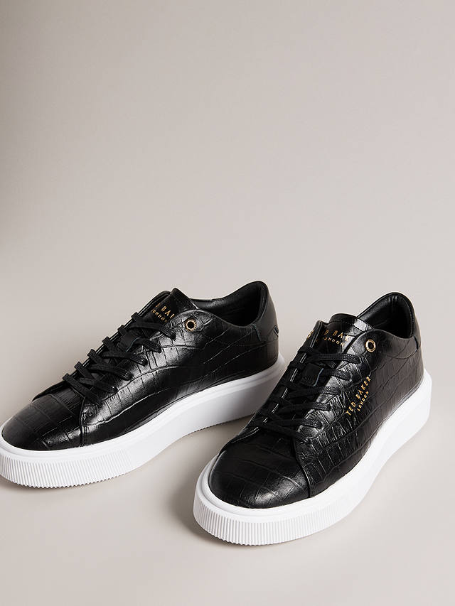 Ted Baker Artimi Leather Trainers, Black at John Lewis & Partners