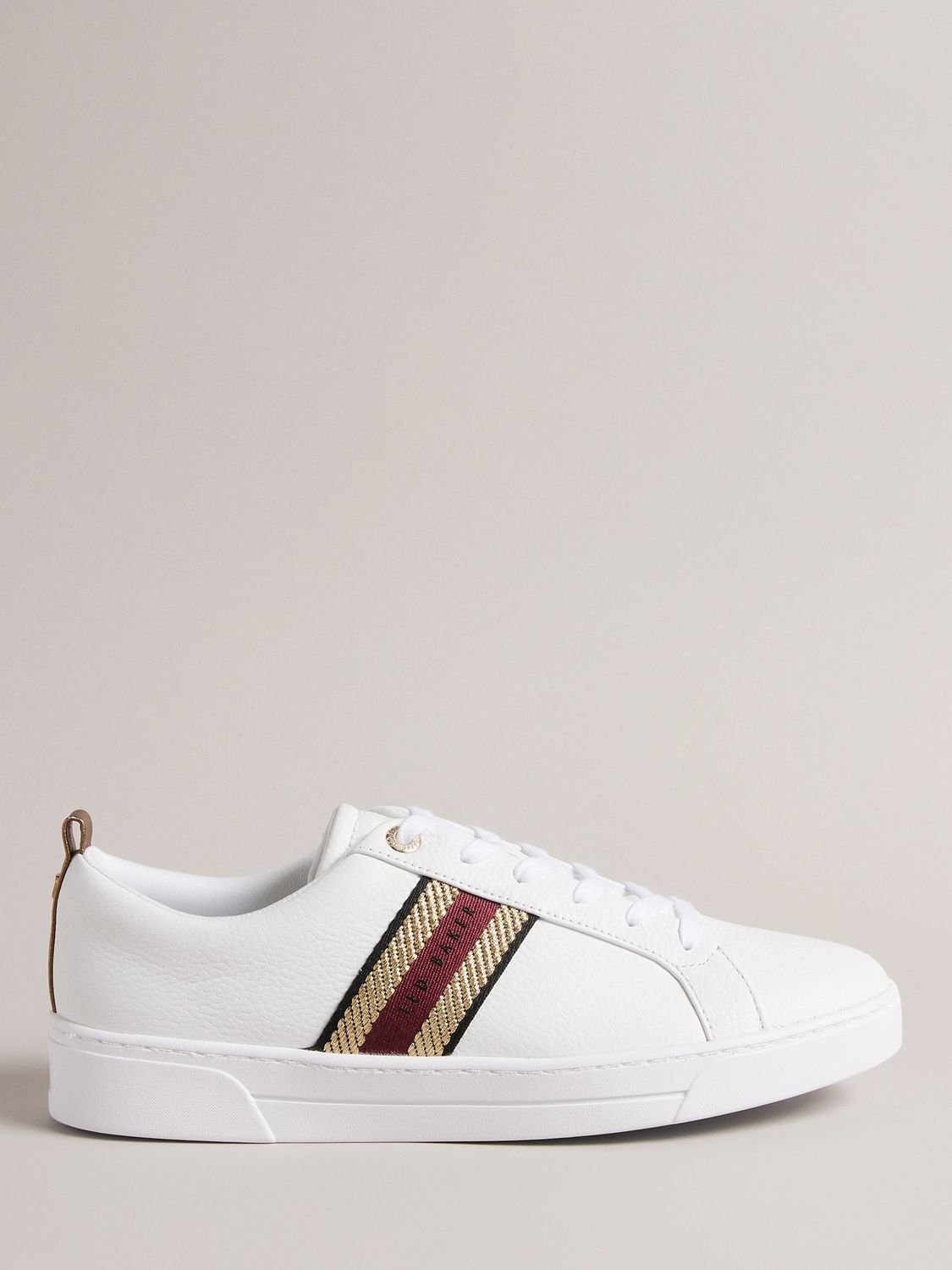 Ted Baker Baily Leather Trainers, White/Red at John Lewis & Partners