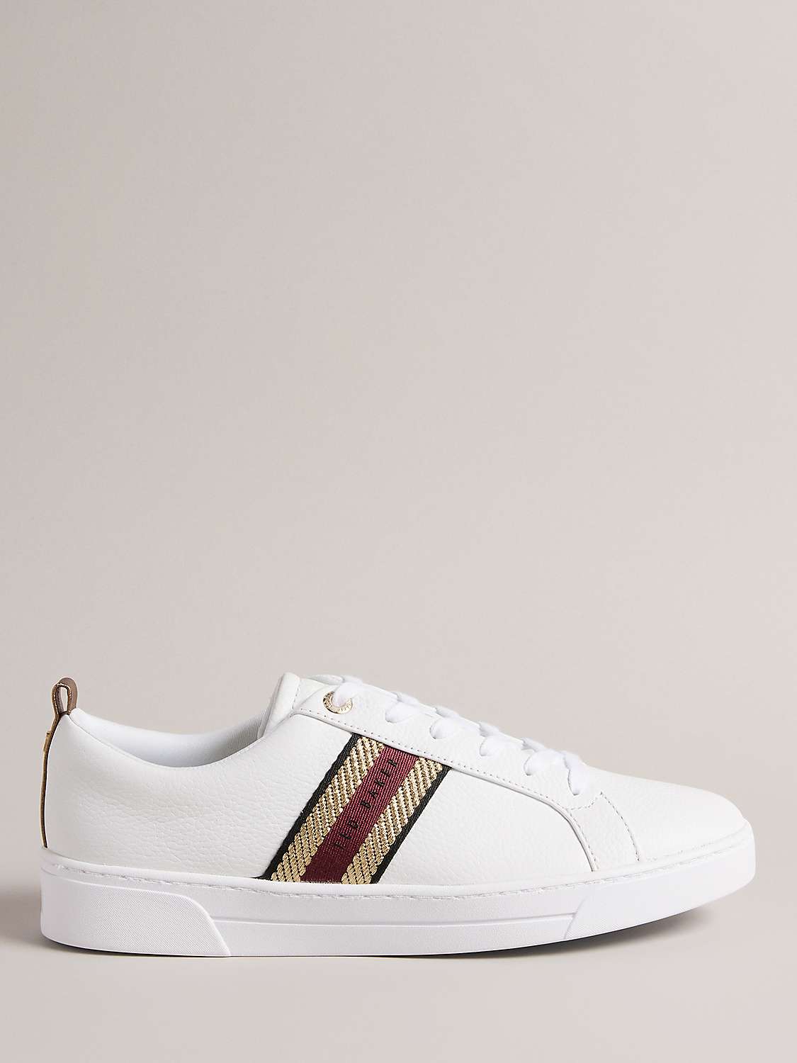 Buy Ted Baker Baily Leather Trainers, White/Red Online at johnlewis.com