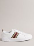 Ted Baker Baily Leather Trainers, White/Red, Red Mid