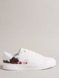 Ted Baker Artile Floral Leather Low Top Trainers, White/Multi, White White