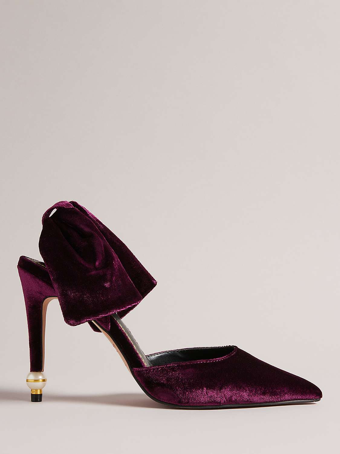 Ted Baker Batalyn Bow High Heel Court Shoes, Red Dark at John Lewis ...
