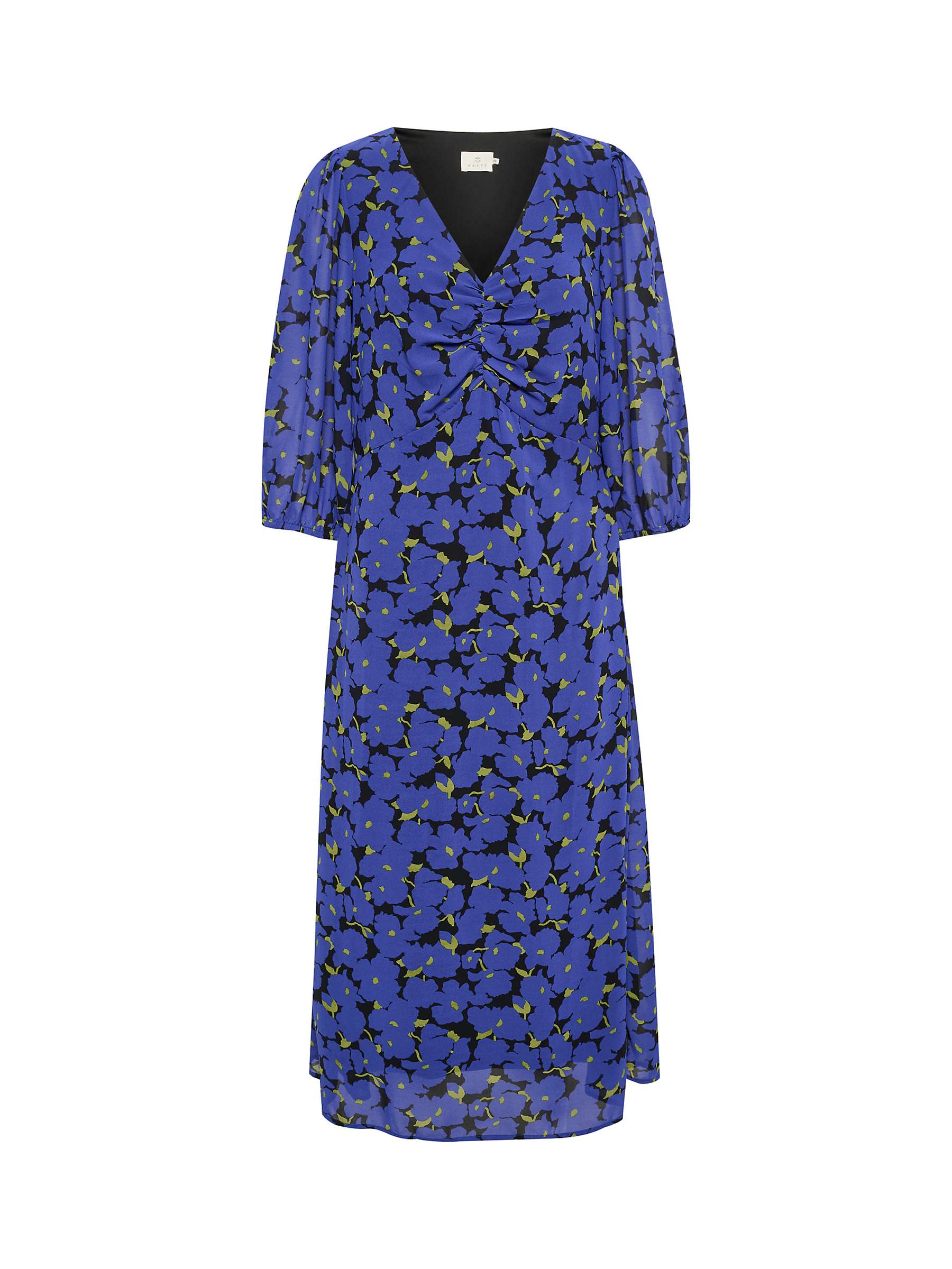 Buy KAFFE Chris 3/4 Sleeve Midi Dress, Clematis Blue Flower Online at johnlewis.com